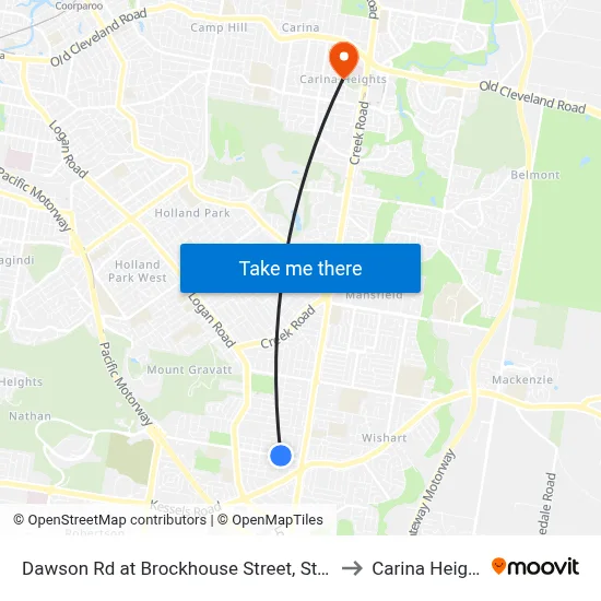 Dawson Rd at Brockhouse Street, Stop 77 to Carina Heights map