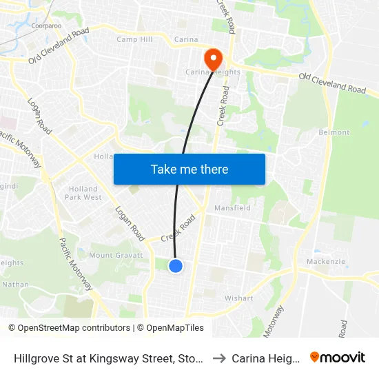 Hillgrove St at Kingsway Street, Stop 41 to Carina Heights map