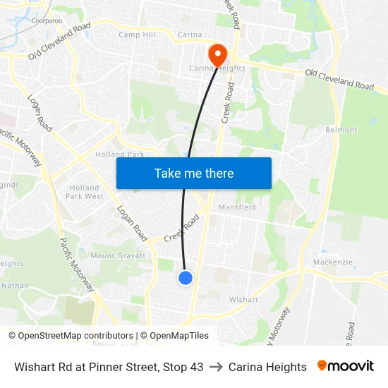 Wishart Rd at Pinner Street, Stop 43 to Carina Heights map