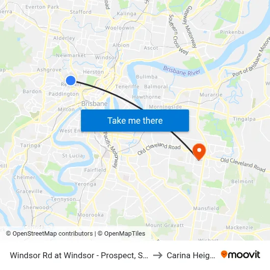 Windsor Rd at Windsor - Prospect, Stop 9 to Carina Heights map