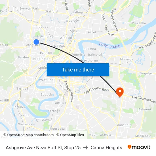 Ashgrove Ave Near Bott St, Stop 25 to Carina Heights map