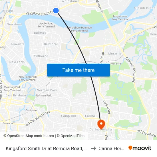 Kingsford Smith Dr at Remora Road, Stop 29 to Carina Heights map