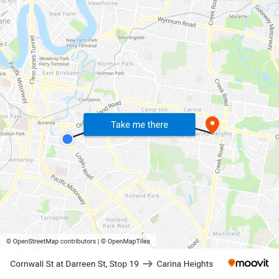 Cornwall St at Darreen St, Stop 19 to Carina Heights map