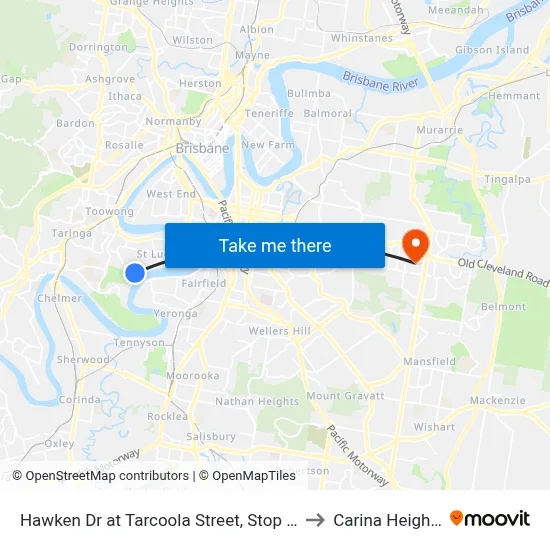 Hawken Dr at Tarcoola Street, Stop 27 to Carina Heights map