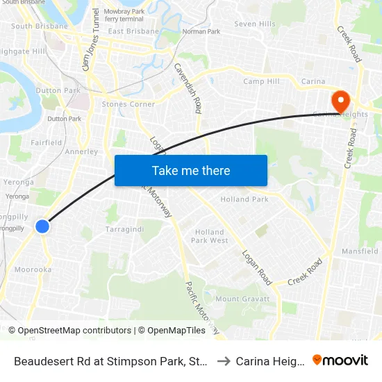 Beaudesert Rd at Stimpson Park, Stop 29 to Carina Heights map