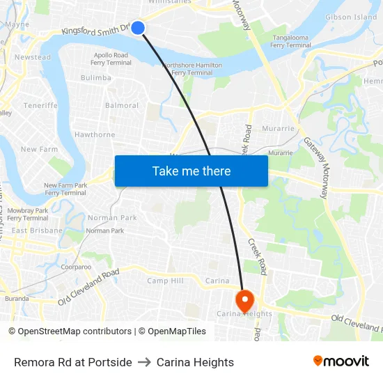 Remora Rd at Portside to Carina Heights map