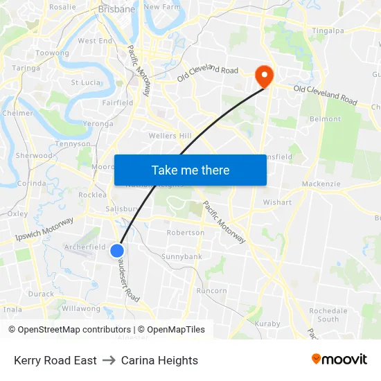 Kerry Road East to Carina Heights map