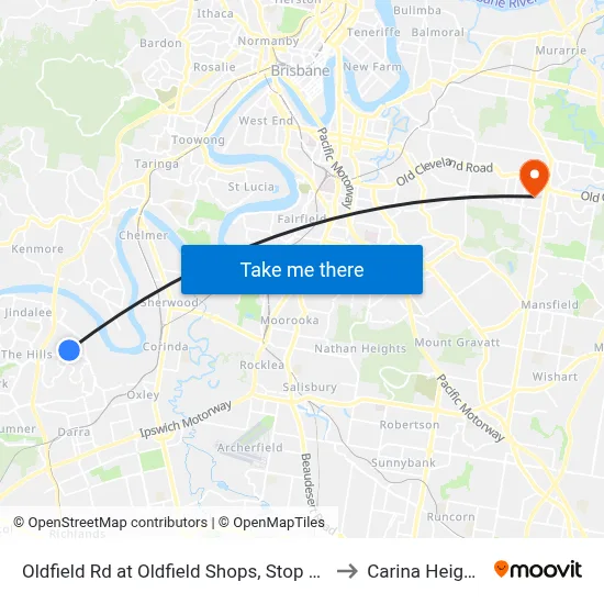 Oldfield Rd at Oldfield Shops, Stop 57a to Carina Heights map