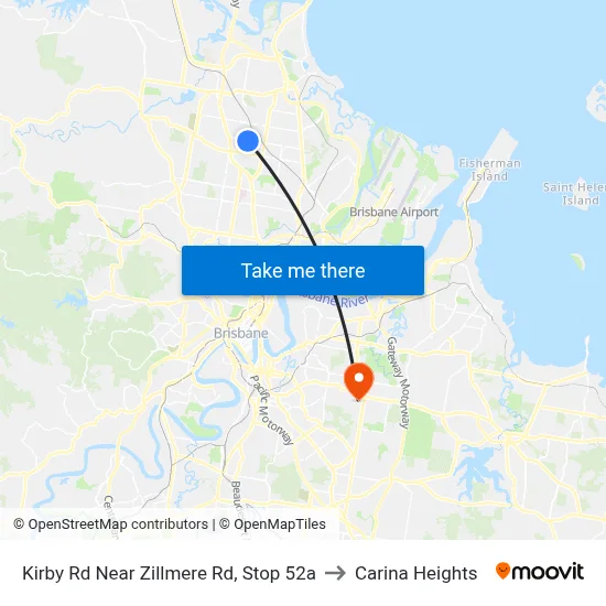 Kirby Rd Near Zillmere Rd, Stop 52a to Carina Heights map