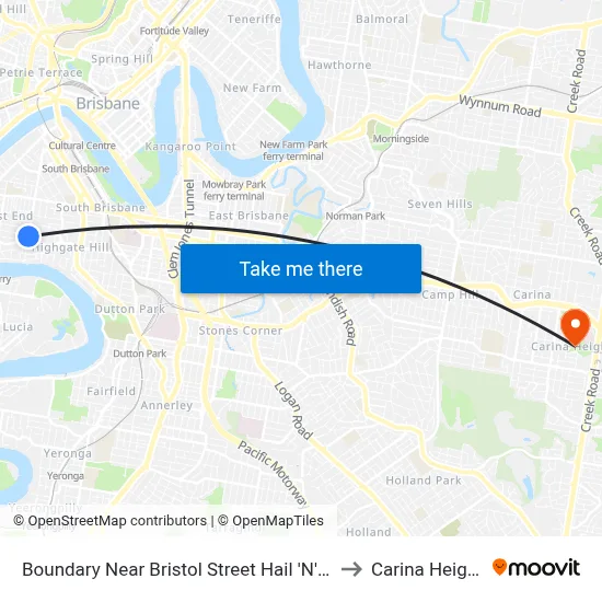 Boundary Near Bristol Street Hail 'N' Ride to Carina Heights map