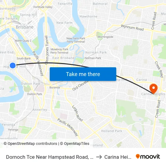 Dornoch Tce Near Hampstead Road, Stop 21 to Carina Heights map