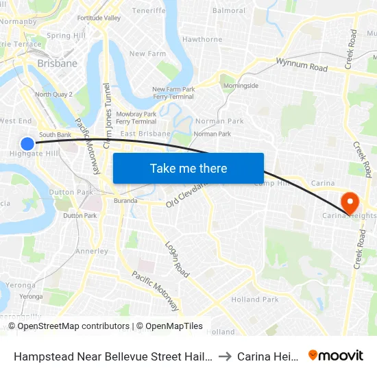 Hampstead Near Bellevue Street Hail 'N' Ride to Carina Heights map