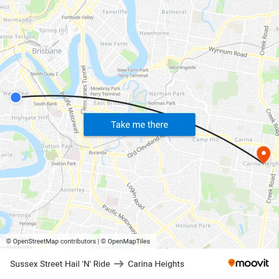 Sussex Street Hail 'N' Ride to Carina Heights map