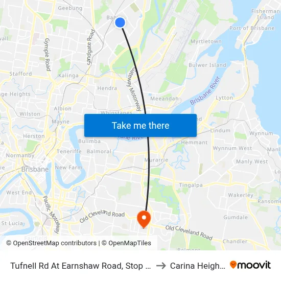 Tufnell Rd At Earnshaw Road, Stop 32 to Carina Heights map