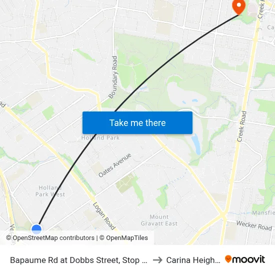 Bapaume Rd at Dobbs Street, Stop 63 to Carina Heights map