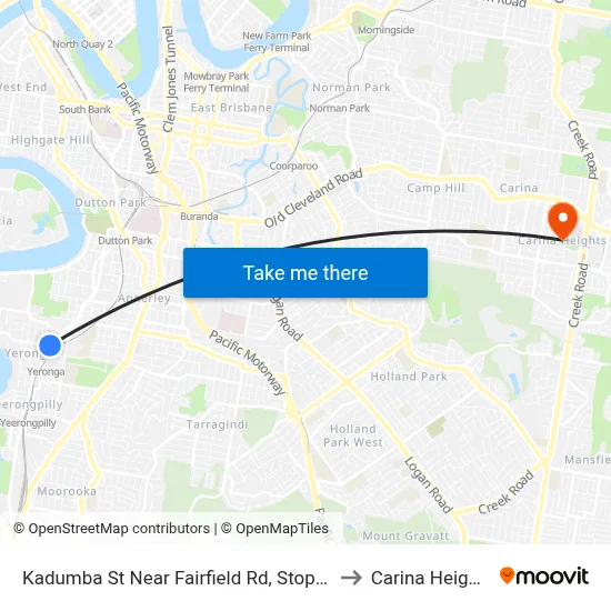 Kadumba St Near Fairfield Rd, Stop 22 to Carina Heights map
