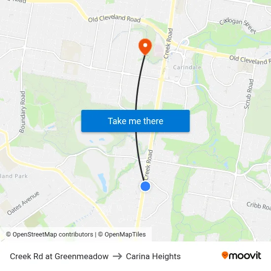 Creek Rd at Greenmeadow to Carina Heights map