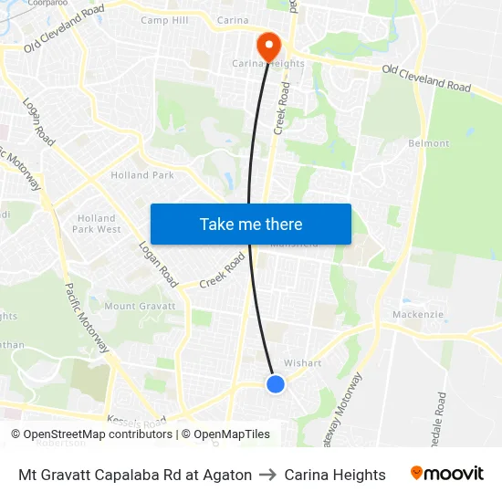 Mt Gravatt Capalaba Rd at Agaton to Carina Heights map