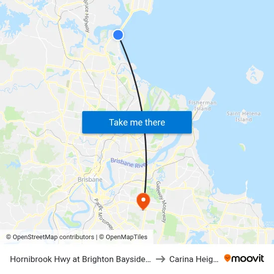 Hornibrook Hwy at Brighton Bayside Park to Carina Heights map