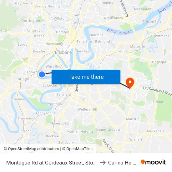 Montague Rd at Cordeaux Street, Stop 30/14 to Carina Heights map