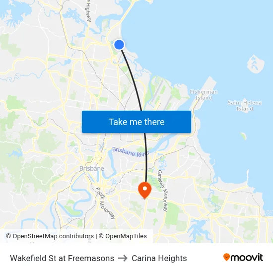 Wakefield St at Freemasons to Carina Heights map