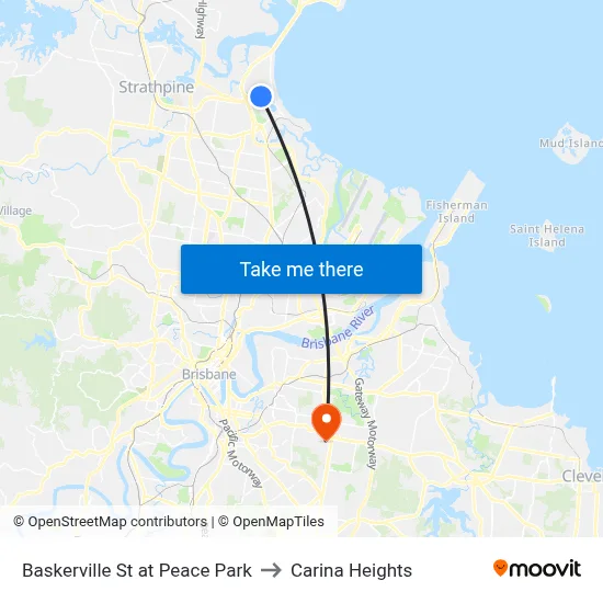 Baskerville St at Peace Park to Carina Heights map