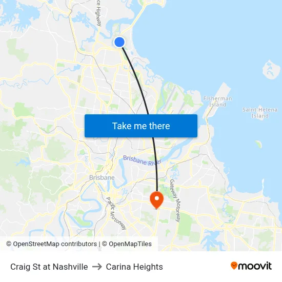 Craig St at Nashville to Carina Heights map