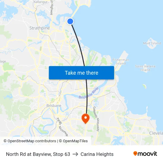 North Rd at Bayview, Stop 63 to Carina Heights map