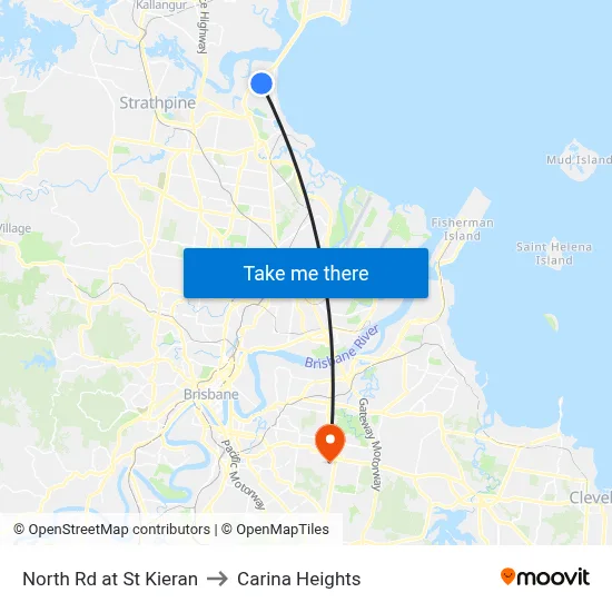 North Rd at St Kieran to Carina Heights map