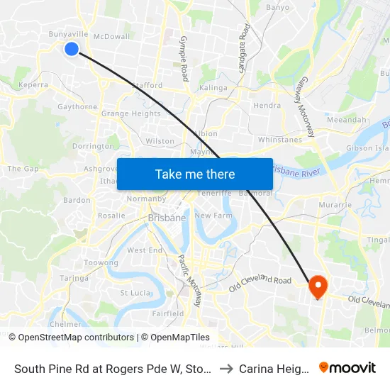 South Pine Rd at Rogers Pde W, Stop 44 to Carina Heights map