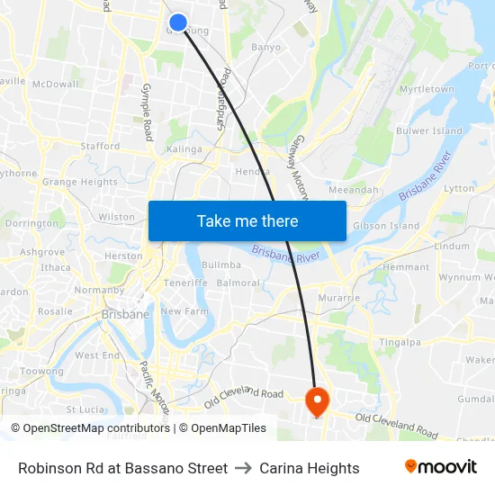 Robinson Rd at Bassano Street to Carina Heights map