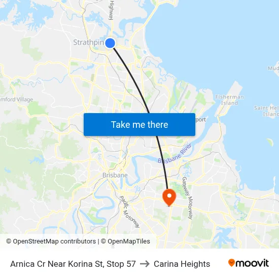 Arnica Cr Near Korina St, Stop 57 to Carina Heights map
