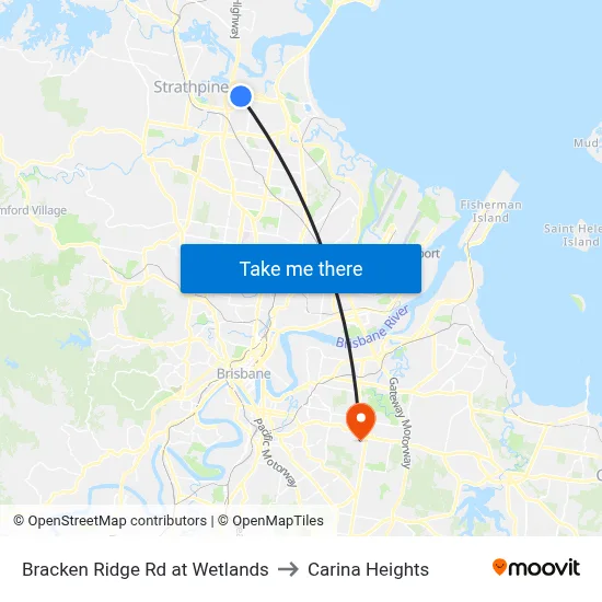 Bracken Ridge Rd at Wetlands to Carina Heights map