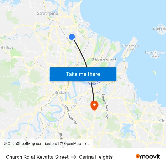 Church Rd at Keyatta Street to Carina Heights map