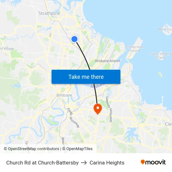 Church Rd at Church-Battersby to Carina Heights map