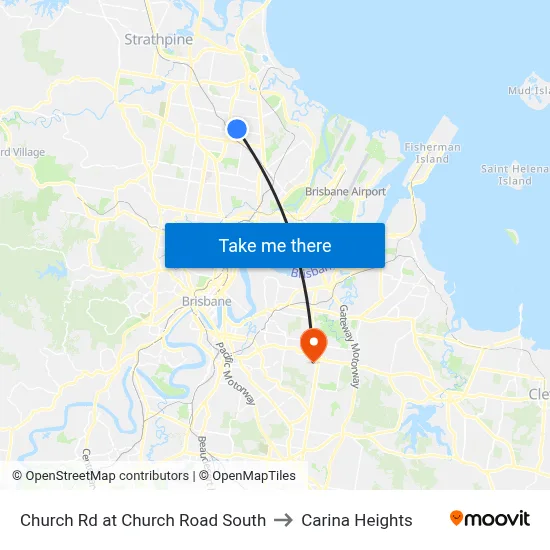 Church Rd at Church Road South to Carina Heights map