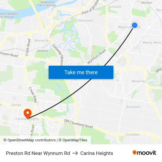 Preston Rd Near Wynnum Rd to Carina Heights map