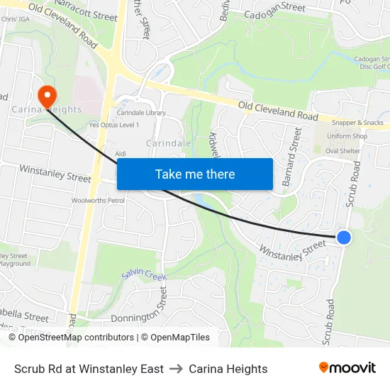 Scrub Rd at Winstanley East to Carina Heights map