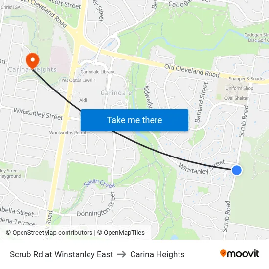 Scrub Rd at Winstanley East to Carina Heights map