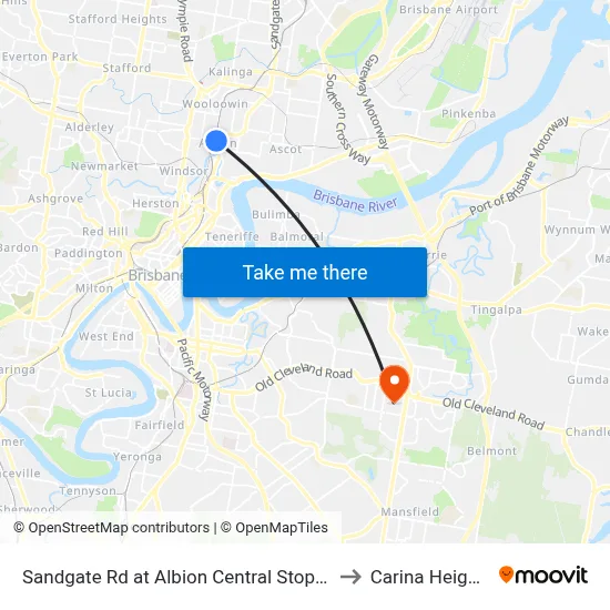 Sandgate Rd at Albion Central Stop 19 to Carina Heights map