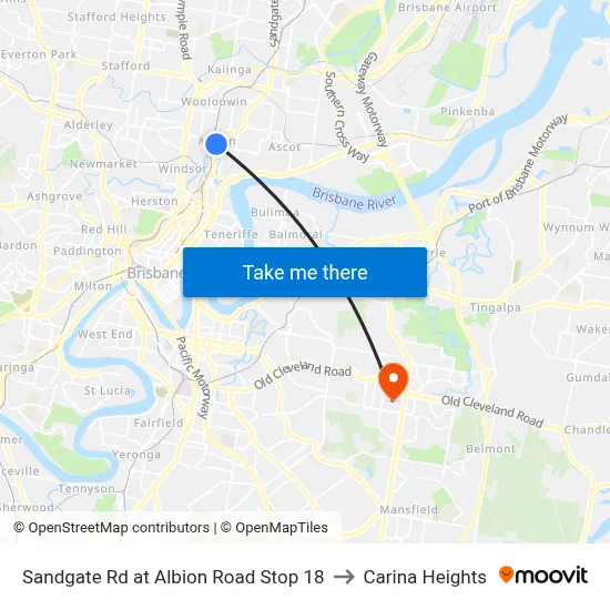 Sandgate Rd at Albion Road Stop 18 to Carina Heights map