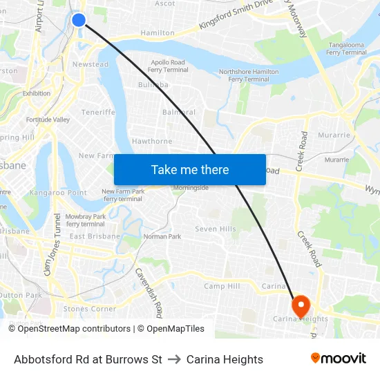 Abbotsford Rd at Burrows St to Carina Heights map