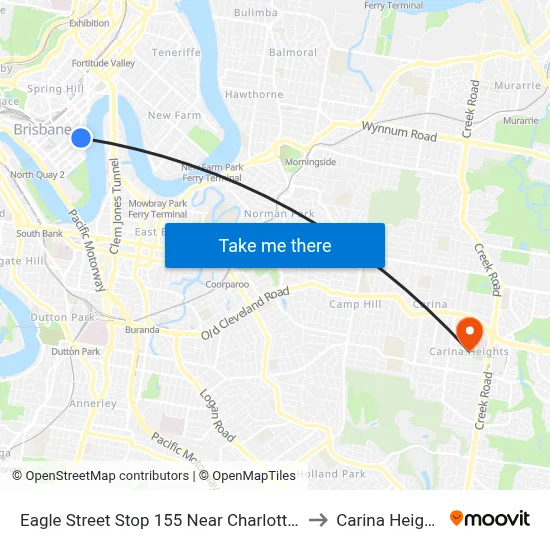 Eagle Street Stop 155 Near Charlotte St to Carina Heights map