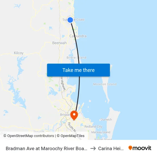 Bradman Ave at Maroochy River Boat Ramp to Carina Heights map