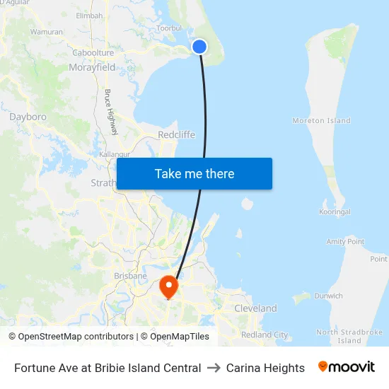 Fortune Ave at Bribie Island Central to Carina Heights map