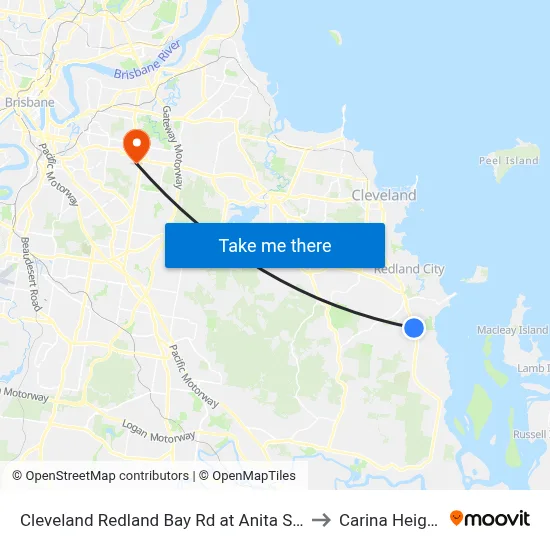 Cleveland Redland Bay Rd at Anita Street to Carina Heights map