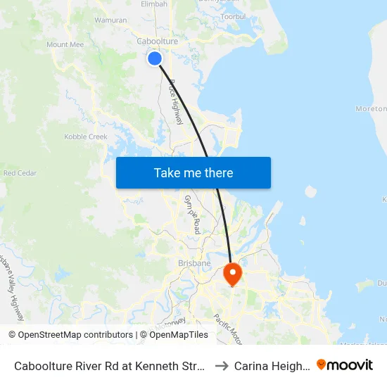 Caboolture River Rd at Kenneth Street to Carina Heights map