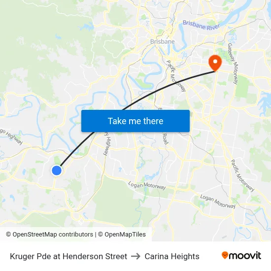 Kruger Pde at Henderson Street to Carina Heights map