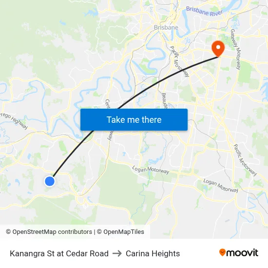 Kanangra St at Cedar Road to Carina Heights map