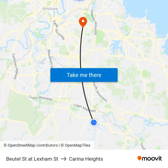 Beutel St at Lexham St to Carina Heights map